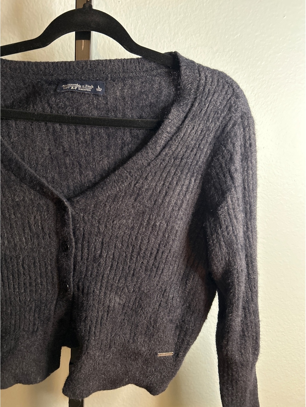 Abercrombie & Fitch Soft Ribbed Button-Up Sweater Cardigan, Size Large